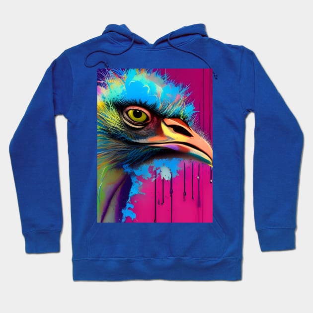 Colorful Emu Head Hoodie by Chance Two Designs